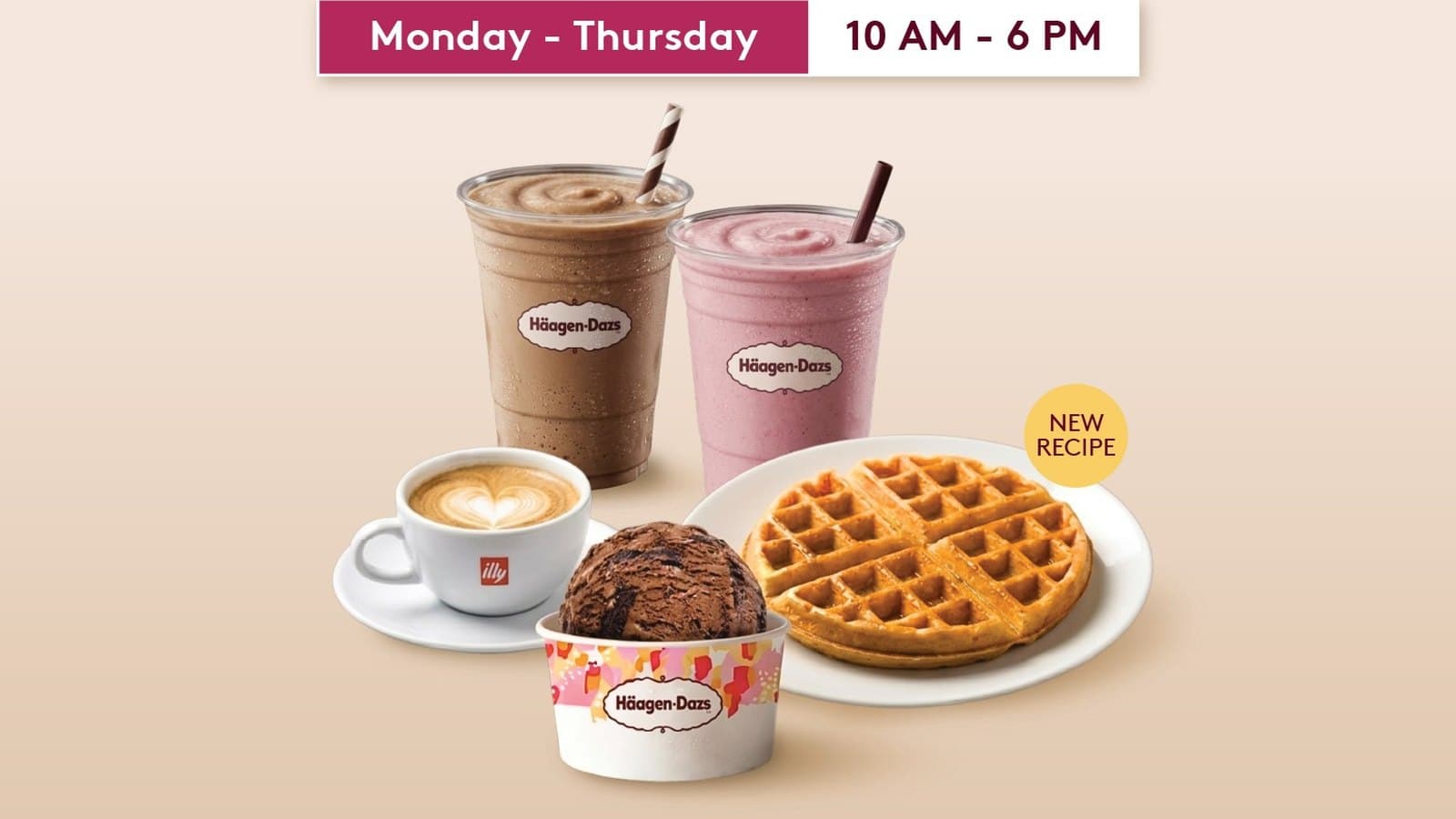 Häagen-Dazs Weekday Indulgence: Any 2 for RM17.90, Two Milkshakes for RM39.90, Mon-Thu 10am-6pm